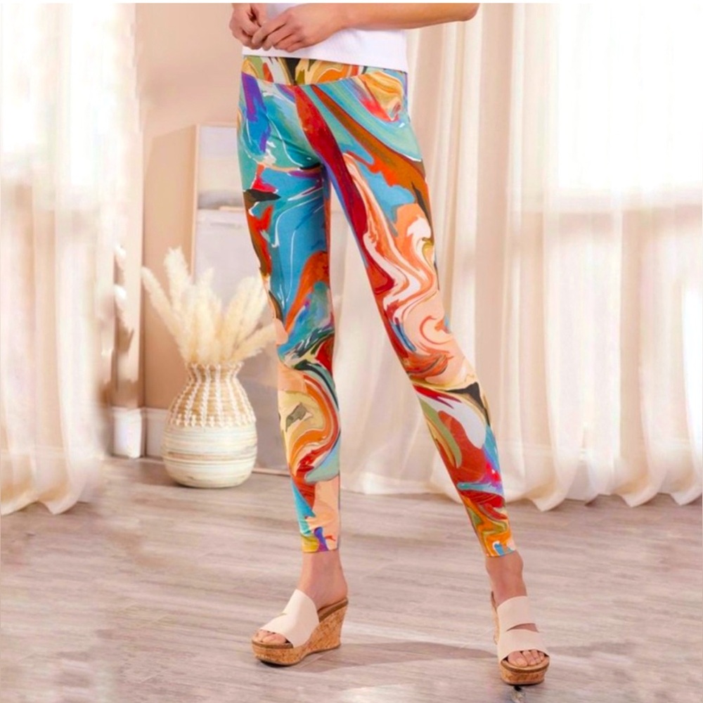 🆕 Soft Surroundings Must Have Moronga Ankle Leggings Desert Swirl Comfy Yoga